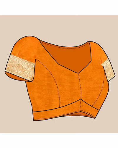 Soft Silk Saree with Rich Zari Weaving Pallu and Border, Silk Weaving Blouse Piece-Orange-4