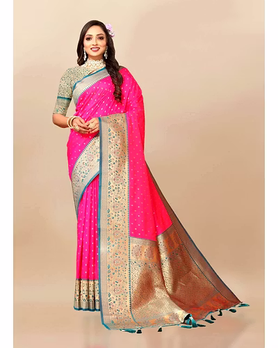 Soft Silk Saree with Zari Weaving Design &amp; Rich Zari Pallu-RMNX-266-Pink
