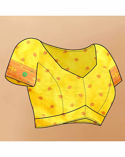 Soft Pethani Silk Saree with Gold Zari Motifs, Rich Pallu &amp; Meenakari Border-Lemon Yellow-5