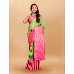 ynf soft cotton saree with meenakari, rich zari pallu, contrast border, silk weaving blouse