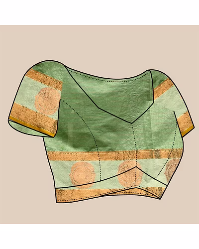 Soft Cotton Saree with Rich Zari Weaving Pallu, Contrast Border, and Silk Blouse Piece-Pista-3