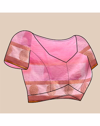 Soft Cotton Saree with Rich Zari Weaving Pallu, Contrast Border, and Silk Blouse Piece-Pink-5