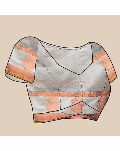 Soft Cotton Saree with Rich Zari Weaving Pallu, Contrast Border, and Silk Blouse Piece-Grey-5