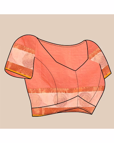 Soft Cotton Saree with Rich Zari Weaving Pallu, Contrast Border, and Silk Blouse Piece-Orange-4