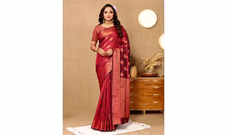 Soft Katan Silk Saree with Copper Zari Weaving Design and Rich Zari Pallu