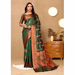 ynf soft katan silk saree with copper zari weaving design and rich zari pallu