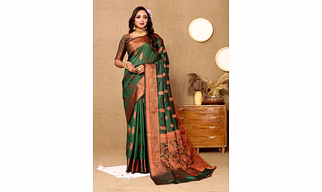 Soft Katan Silk Saree with Copper Zari Weaving Design and Rich Zari Pallu
