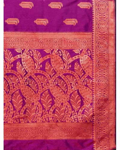 Soft Katan Silk Saree with Copper Zari Weaving Design and Rich Zari Pallu-Wine-4