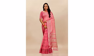 Soft Katan Silk Saree with Zari Weaving Design, Pallu, Border & Silk Blouse Piece