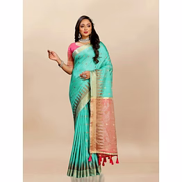 ynf soft katan silk saree with zari weaving design, pallu, border & silk blouse piece