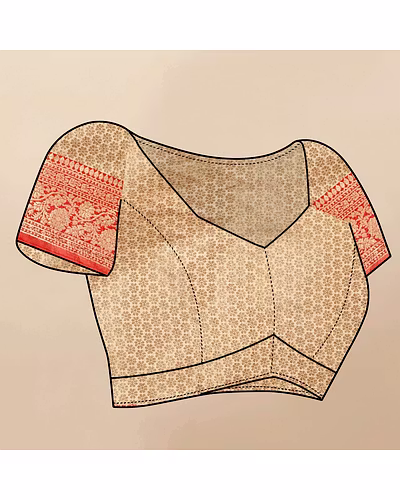 Soft Katan Silk Saree with Rich Zari Weaving Design, Border, and Tassels, Silk Blouse Included-Beige-5