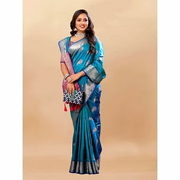 ynf soft silk saree with rich zari weaving, zari border, tessels, and silk blouse piece