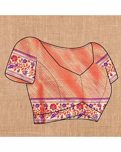 Soft Paithani Silk Saree with Meenakari Design, Zari Border &amp; Silk Blouse Piece-Red-5