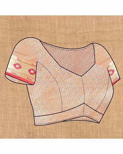 Soft Paithani Silk Saree with Meenakari Design, Zari Border &amp; Silk Blouse Piece-Peach-5