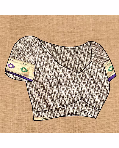Soft Paithani Silk Saree with Meenakari Design, Zari Border &amp; Silk Blouse Piece-Purple-3