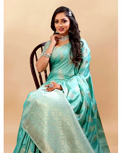 Soft Cotton Saree with Rich Zari Weaving Pallu, Contrast Border, and Silk Blouse Piece-Rama-3