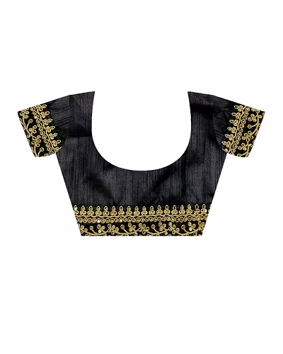 Chiffon Saree Adorned with Sequins and Cord Embroidery With Blouse Piecs-5