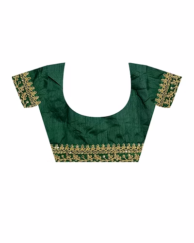 Chiffon Saree Adorned with Sequins and Cord Embroidery With Blouse Piecs-4