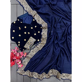 ynf heavy vichitra silk saree with sequins and embroidery work, velvet blouse size 40 (alter to 44)