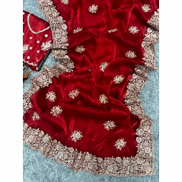 ynf berberry silk saree with stunning gold zari embroidery & unstitched blouse