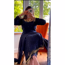 ynf fancy lace broder thread work - foux gorgette dress with matching dupata