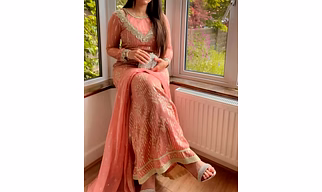 Faux Georgette Sequined Outfit with Matching Dupatta