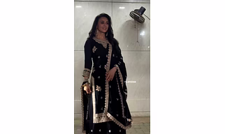 48-Inch Foux Gorgette Dress with Embroidered Thread and Sequin Work