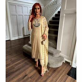 ynf exquisite foux gorgette outfit with sequin, lace, and moti work