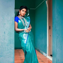 ynf soft lichi silk saree with silver jari, heavy jaquard border, and rich pallu