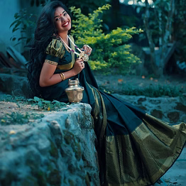 ynf trendy soft lichi silk saree with golden jari, grand pallu & jaquard blouse piece