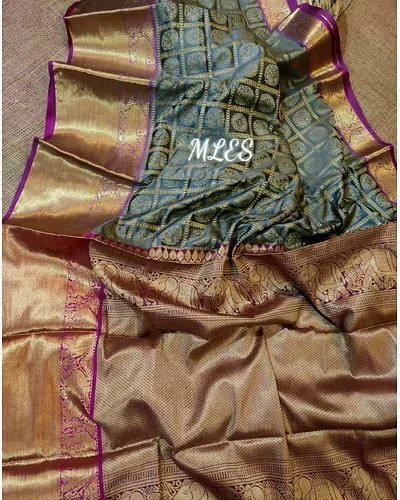 Kanchipuram Handloom Silk Saree with Rich Zari Pallu Border and Figure Design-PCFkanan-Rama