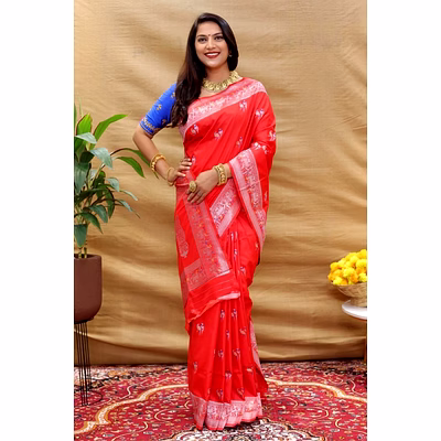 ynf elegant pure silk handloom saree with jari border and pallu