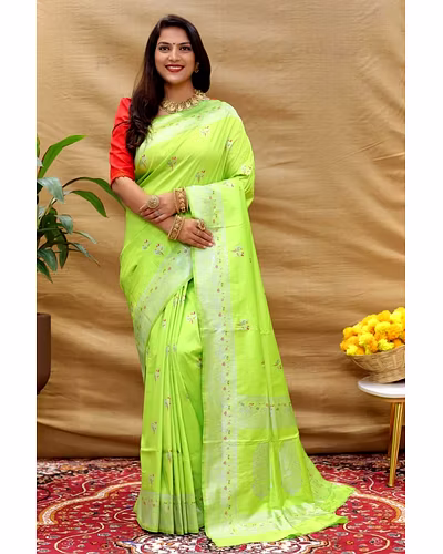 Elegant Pure Silk Handloom Saree with Jari Border and Pallu-PCFperrot-Perrot