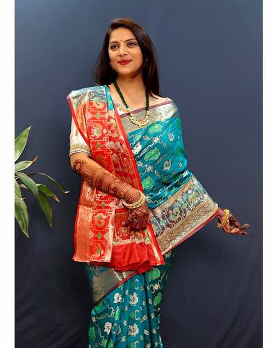 Kanchipuram Handloom Pure Silk Saree with Gold Jari and Pink Border-Rama-2