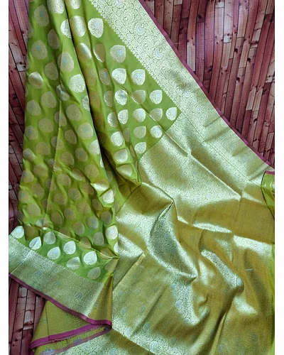 Kanchipuram Pure Silk Handloom Saree with Silver and Gold Jari-PCFTathastu-Pista