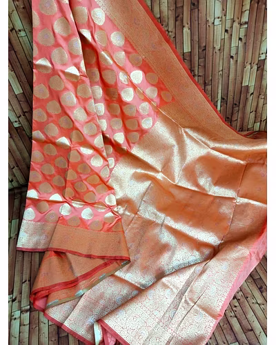 Kanchipuram Pure Silk Handloom Saree with Silver and Gold Jari-PCFTathastu-Pink