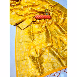 ynf elegant pure silk handloom saree with contrast weaving and designer jari work
