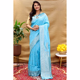 ynf kanchipuram pure silk handloom saree with gold and silver jari blouse included