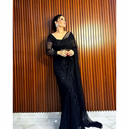 ynf designer net saree with sequence work & fancy lace, heavy net blouse