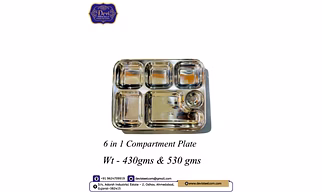 STAINLESS STEEL 6 IN 1 COMPARTMENT PLATE
