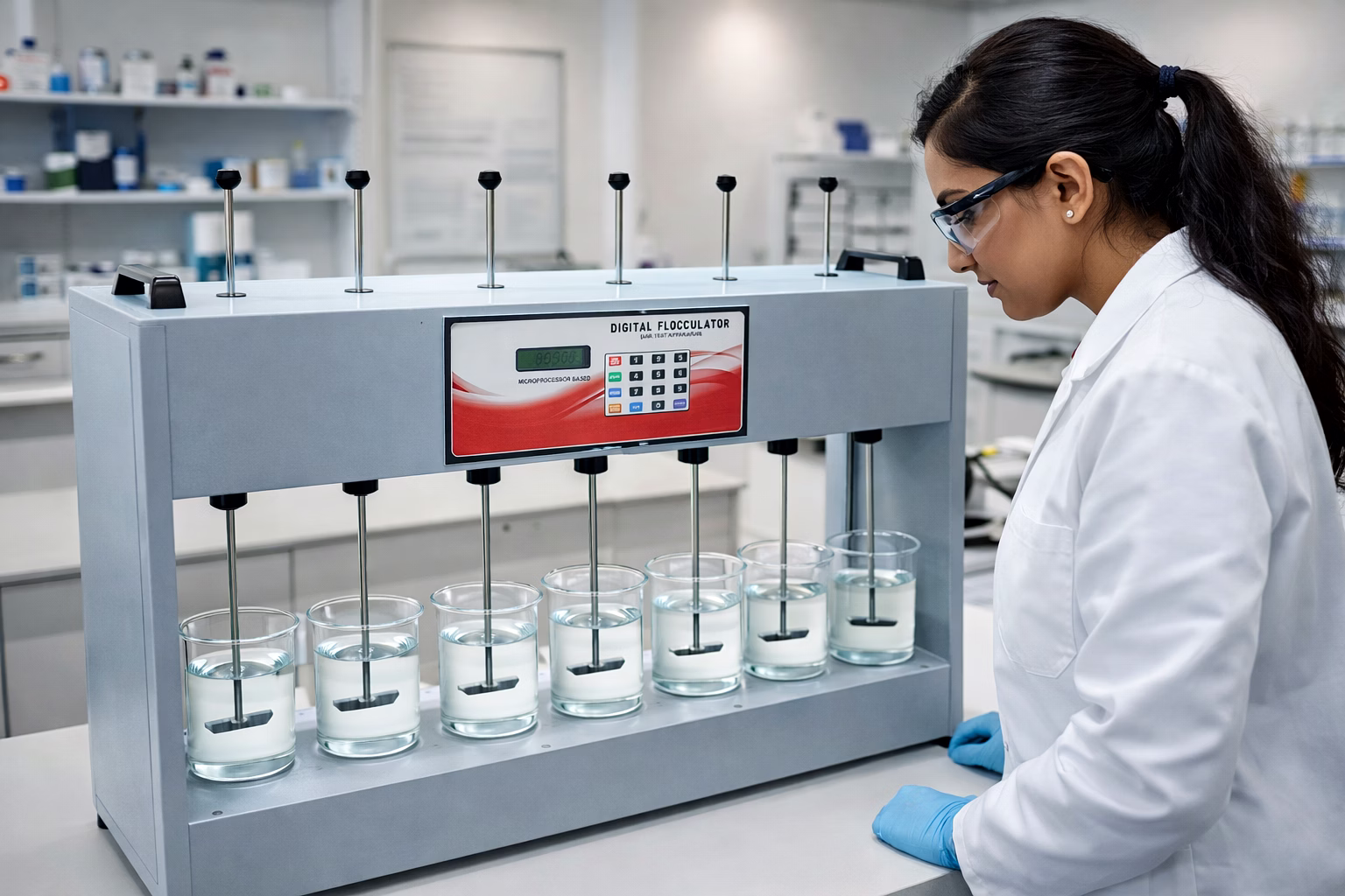 Jar Test Apparatus for Water Treatment Plant Laboratory – Flocculator with Adjustable Speed Stirrer image 2