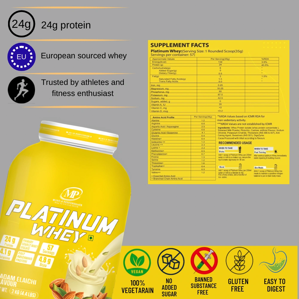 Muscle Performance Platinum Whey Protein 2kg 4.4 lbs, 57 servings, Badam Elaichi-1