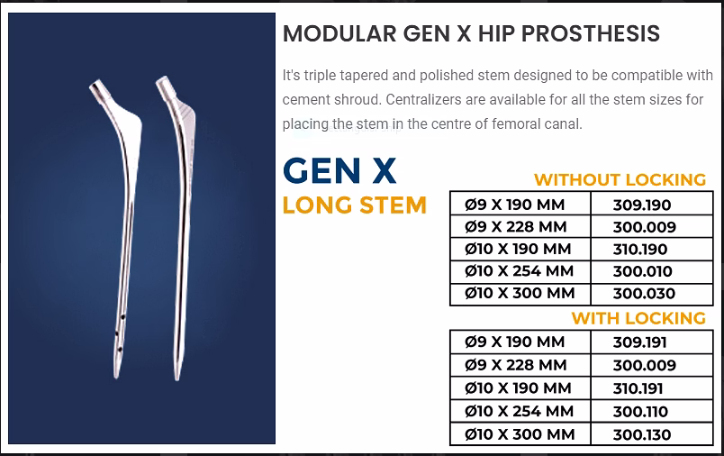 MODULAR GEN X LONG STEM WITH LOCKING & WITHOUT LOCKING image 1