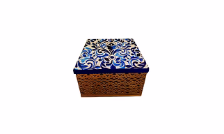 Metal Box With Indigo Print