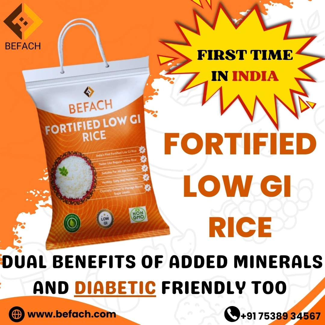 Befach Fortified Low GI Rice | Certified by National Institute of Nutrition | Low Sugar | Low GI | No Pesticides, Non GMO, Perfect for Diet &amp; Diabetic People | 4.5 kg (Pack of 1)-1