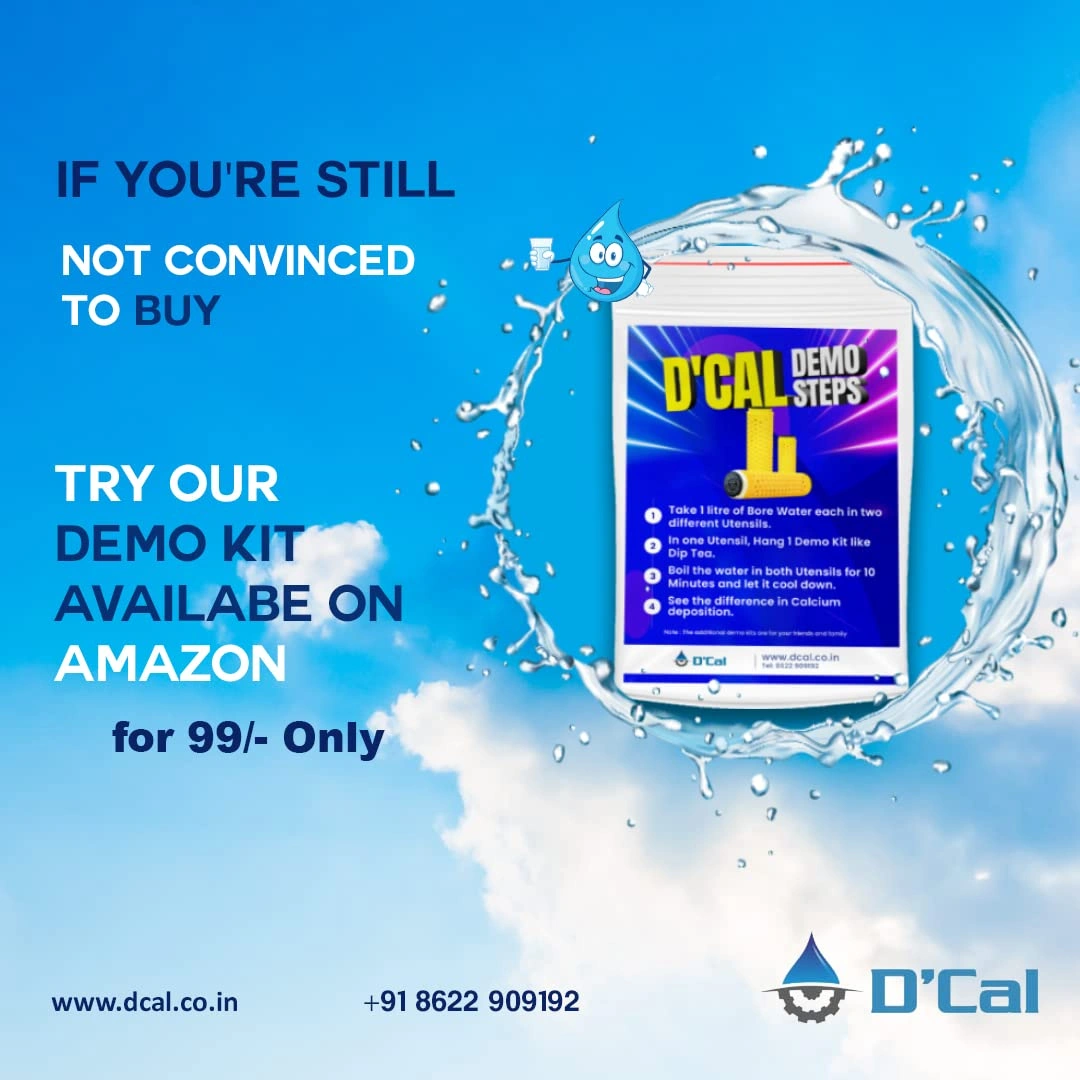 D'Cal - Hard Water Softener | For Complete House | Protects Taps, Pipes &amp; Bathrooms | Reduces Dry Skin &amp; Hair Loss | Easy to Use | 1 year Life | No Maintenance | Food Grade-3