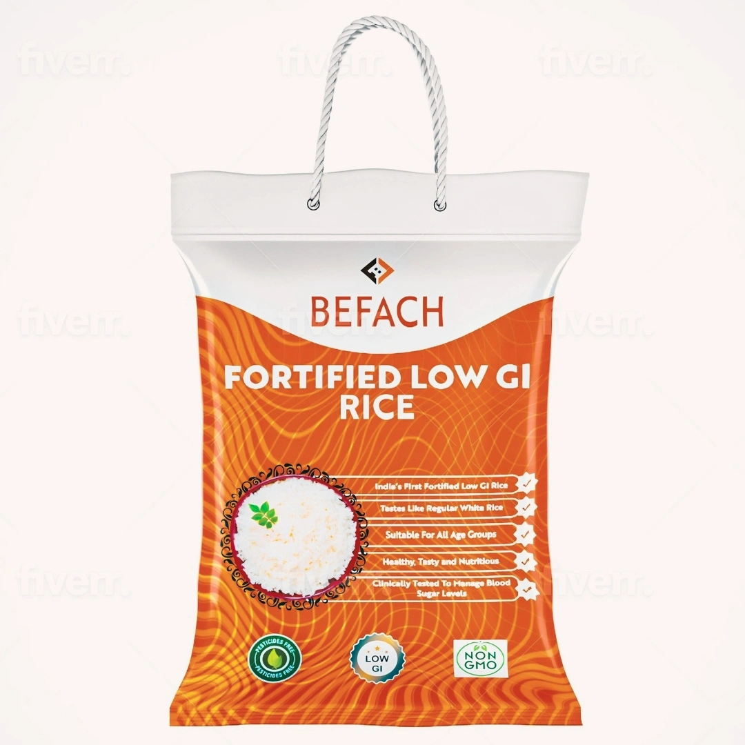 Befach Fortified Low GI Rice | Free of Pesticides, Non GMO, Certified Low GI &amp; Low Sugar White Rice Perfect for Diet &amp; Diabetic Patients (4.5 Kgs)-1003293-ad8f07be