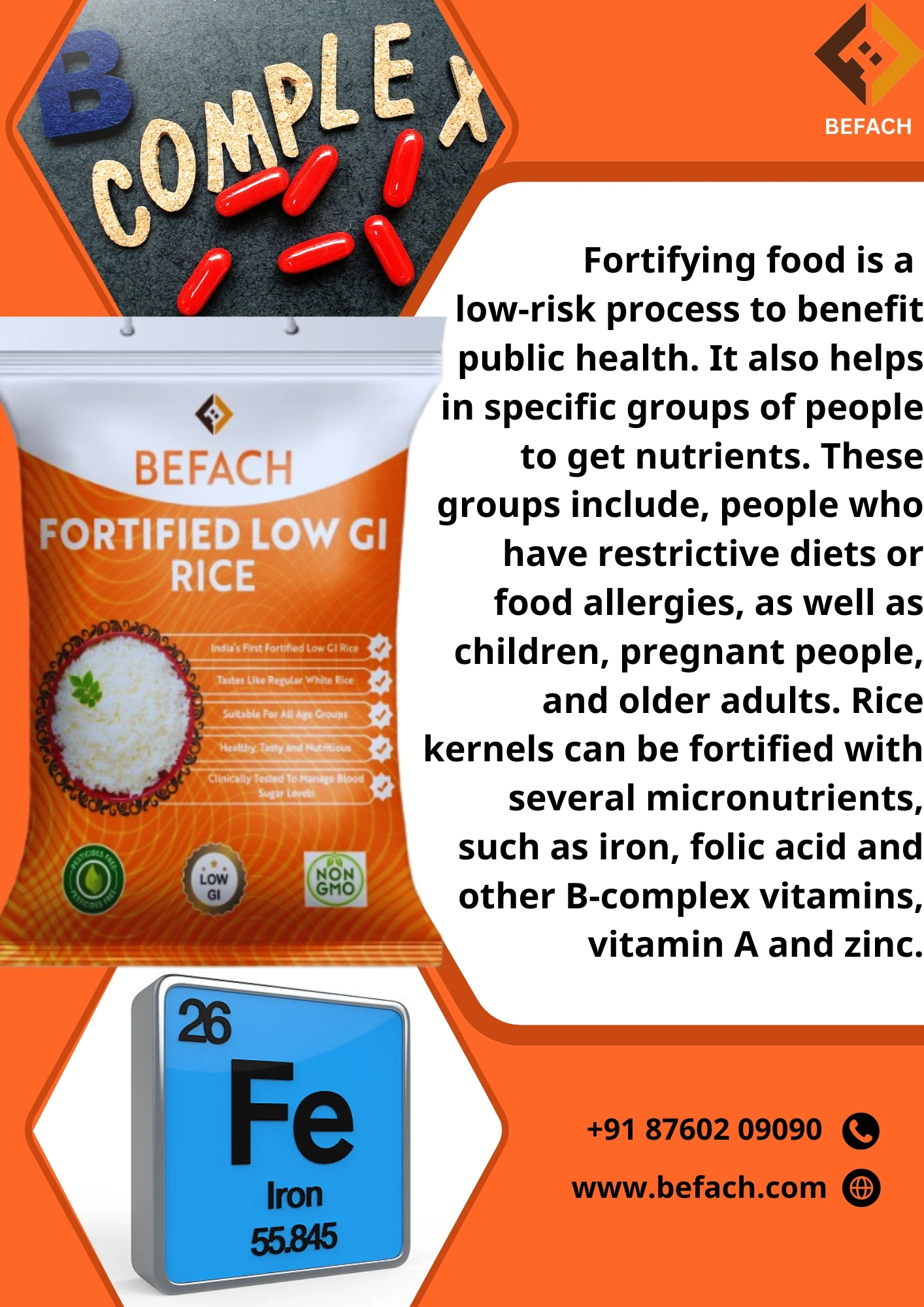 Befach Fortified Low GI Rice | Free of Pesticides, Non GMO, Certified Low GI &amp; Low Sugar White Rice Perfect for Diet &amp; Diabetic Patients (4.5 Kgs)-3