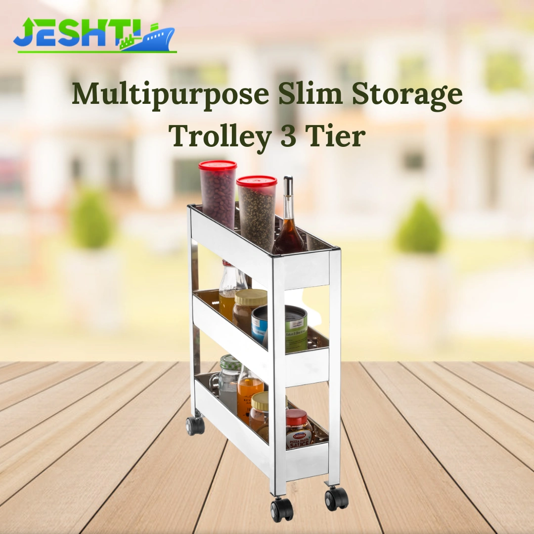 Slim Storagr Trolly  3 Tier-Silver-Tripple-Stainlesssteel-1