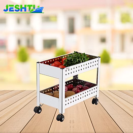 kitchking vegetable trolley perforated deluxe 2 tier